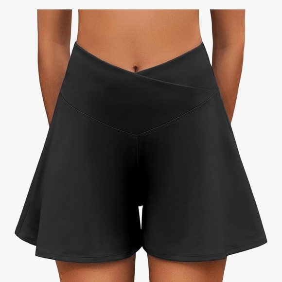 Womens Crossover Athletic Tennis Skort with Pockets: Butterfly High Waisted - Picture 2 of 9